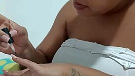 Masturbate While Wife Does Nails Close-Up