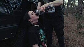 Submissive Cutie Licks Ass And Piss At Roadside Picnic Before Rough Face Fucking