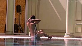 Hot Russian Babe Irina Russaka Bathes Underwater in Pool, Petite Skinny Teen Solo