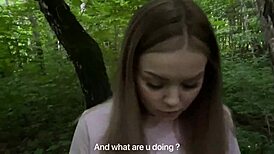 A Naughty Chick Fucks Outside in the Forest Meadow Publicly
