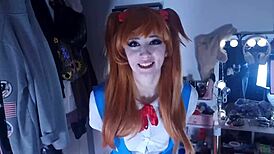 Asuka dominates shinji in dorm with slaps