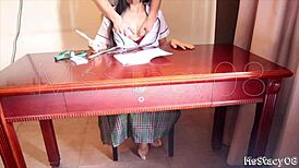 Stepdad fucks petite Filipina while she does homework