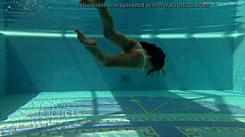 Hot Russian Babe Irina Russaka Bathes Underwater in Pool, Petite Skinny Teen Solo