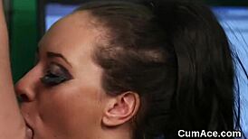 Feisty Kitten Takes Cumshot On Face And Gulps Every Drop Of Jizz.