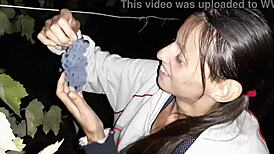 Russian neighbor repays grapes with intense lesbian pussy licking