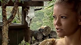 riley evans outdoors on couch without bra or panties