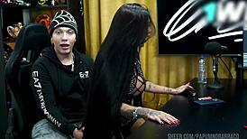 ruan got so horny while bibi griffo twerks on his lap in the podcast popum no barraco