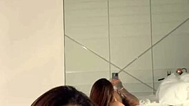 pretty big ass brazilian luiza marcato gives morning blowjob and handjob to muscular guy