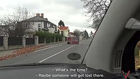 Freezing blond secretary convinced to fuck stranger in car 😏