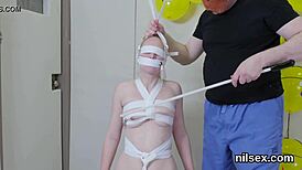 Wacky sweetie dragged to asylum for brutal anal therapy session