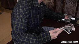 Dominant Asian babe loves kinky footjobs and blowjobs in wild POV play. She rules!