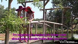 stunning lesbians say 'lick my pussy in the garden'