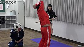 Yo, check this Japanese mistress with wild food fetish whipping!