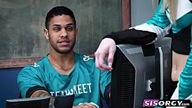 Sexy Stepsisters Get Fucked in Classroom