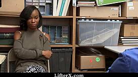 Cute ebony trades sex with mall officer for freedom