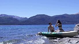 teen couple caught on beach