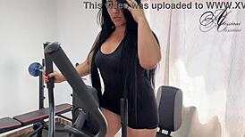 a skinny colombian teen masturbates alone in the gym for the first time