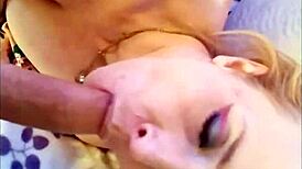 blonde goddess shows off her deepthroat skills on a monster cock