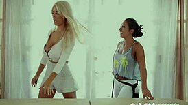 just saw this hugetits babe tribbing a young 18+ masseuse