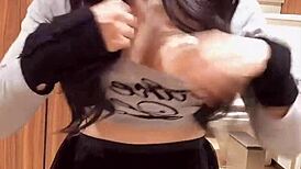 Wow, this busty Japanese ladyboy quietly masturbates in a stunning solo vid!