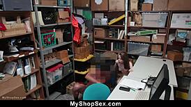 Teen Caught Stealing on Hidden Cam in Shop. Blackmailed into Hardcore Office Action!
