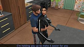 Husband and Busty Maid Share Kitchen Moments in Hentai