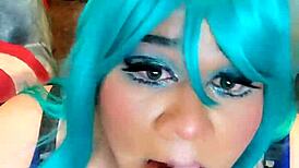 I'm a naughty bunny riding big tits shemale in cowgirl 😈