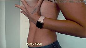 Wife Strips Out Of Her Denim Shorts Teasingly