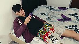 I helped my stepson masturbate with his Tantaly doll, and we had fun with his penis