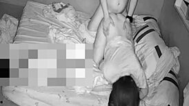 Spy cam caught my Asian wife bent over for a blowjob. Her big pussy got worked hard!