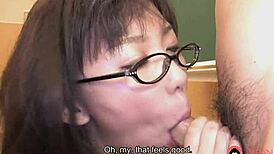 Japanese teacher gets wild oral with students in class 😍