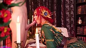 Triss Merigold Engages In Intense Blowjob And Footjob With Real Cock.