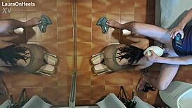 Milf in pantyhose and high heels, give that blowjob on your knees and swallow cum, you moaning slut?