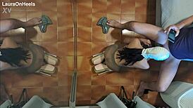 Milf in pantyhose and high heels, give that blowjob on your knees and swallow cum, you moaning slut?