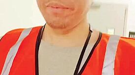 Asian amateur walks around outdoors during work