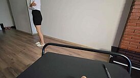 Tutor FORGOT Panties and FLASHED Pussy!