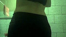 Perfect Body Asian Girl Masturbates in Hidden Bathroom with Monster Cock