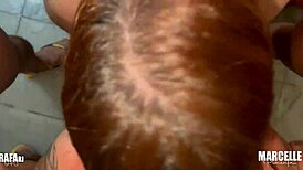 rabuda sets up a wild gang bang with three friends, ending in a creamy shower.