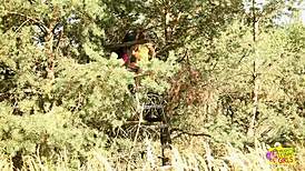 Blonde and brunette babes passionately fuck outdoors with dildos and toys