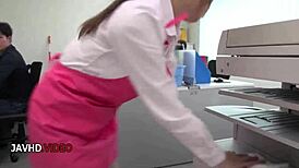 Asian office lady Chihiro Akino hardcore blowjob creampie