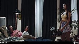 Ebony slut Lia Lin fucked hard while frozen