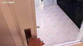 Girl next door drops soap in shower, gets creampie from big cock