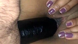Big Dildo Penetrates Tight Latina Pussy