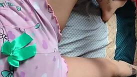 colombian babe in tight pajamas tempts me to touch her big ass everywhere