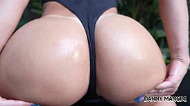 why is this brunette sitting on the dildo with her wet pussy?