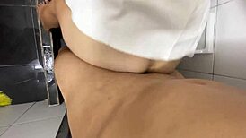 Found my skinny mother-in-law alone in kitchen and bathroom, slammed her hard!