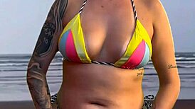 left the beach waiter rock hard after teasing him. couldn’t resist feeling his huge bulge!