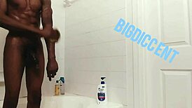 Amateur Strokes Dick In Homemade Shower Bathing Scene