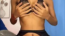 Ebony Babe with Big Ass and Natural Tits Plays with Dildo