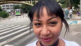 Walking hot girls on leashes in Sao Paulo